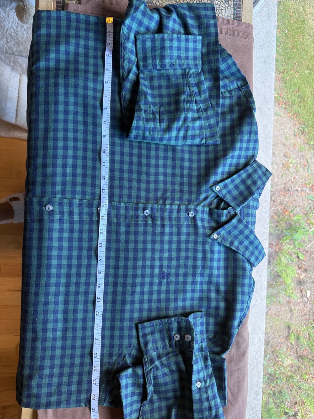 Brooks Brothers Green and Navy Gingham Button-Down Shirt - Picture 8 of 10